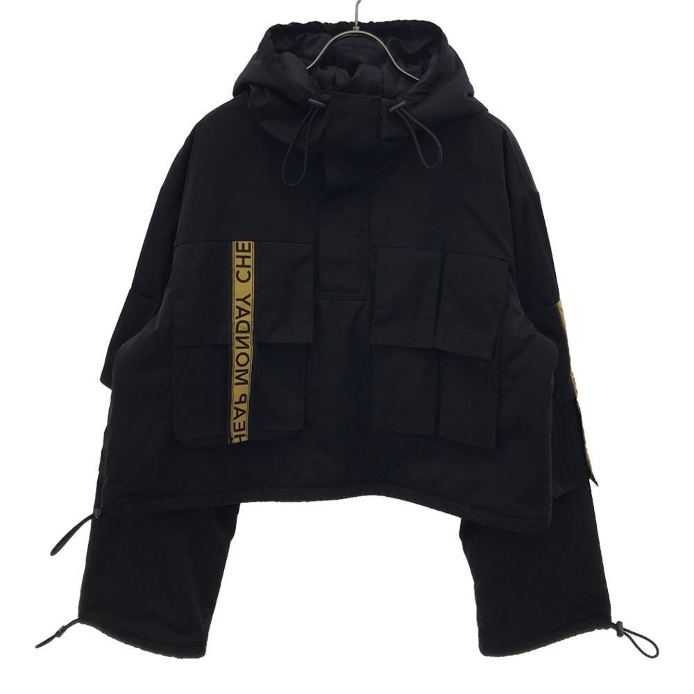 

CHEAP MONDAY Логотип бирка Полумолния Куртка с утеплителем M черный Худи пуловер Женщины Б/У