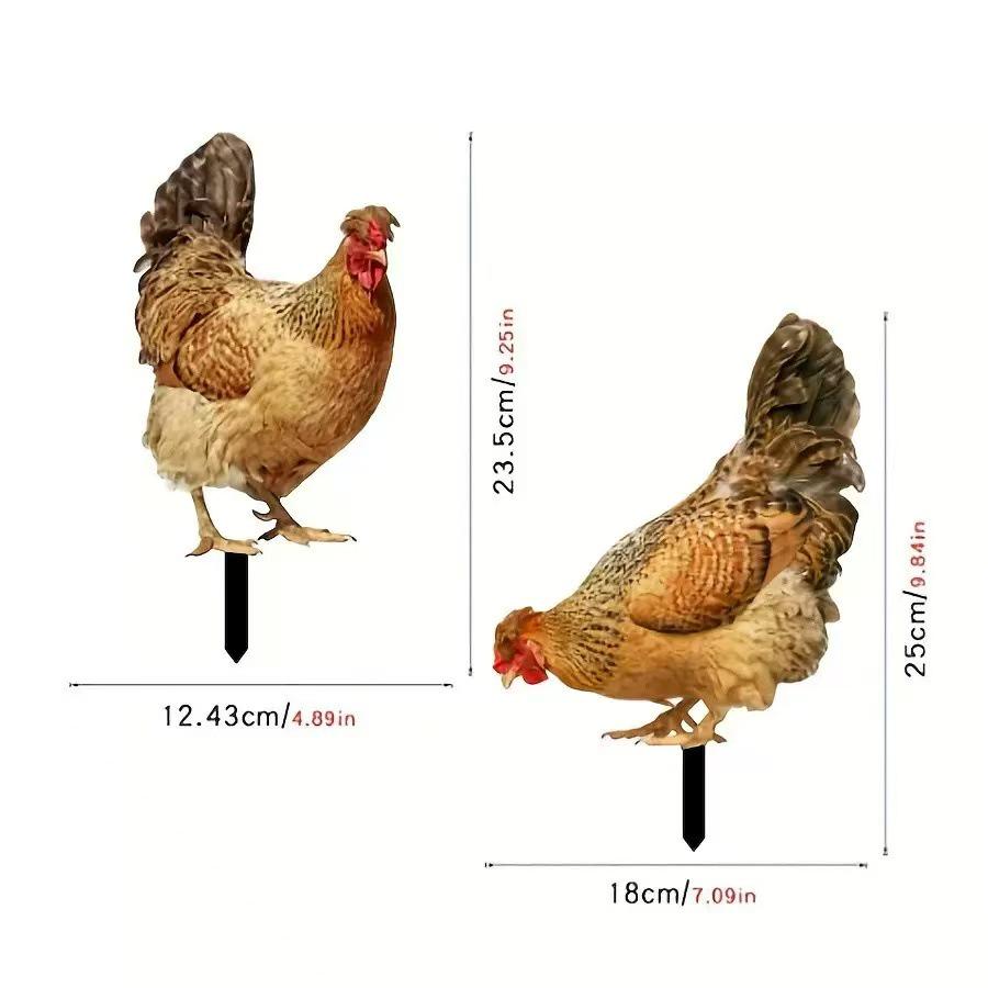 3D Rooster Acrylic Mirror Yard Art: Creative Outdoor Garden Decoration