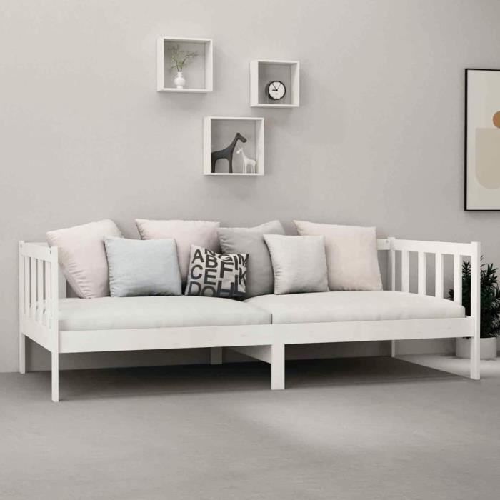 VidaXL Daybed with Mattress 90x200 Cm White Solid Pine Wood 3083605