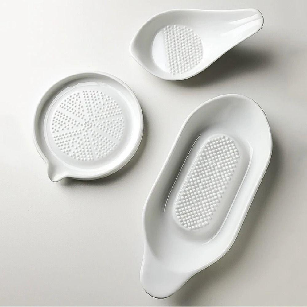 White Food Hand Grinder Portable Porcelain Grater Plate Kitchen Garlic Masher Fruits Processing