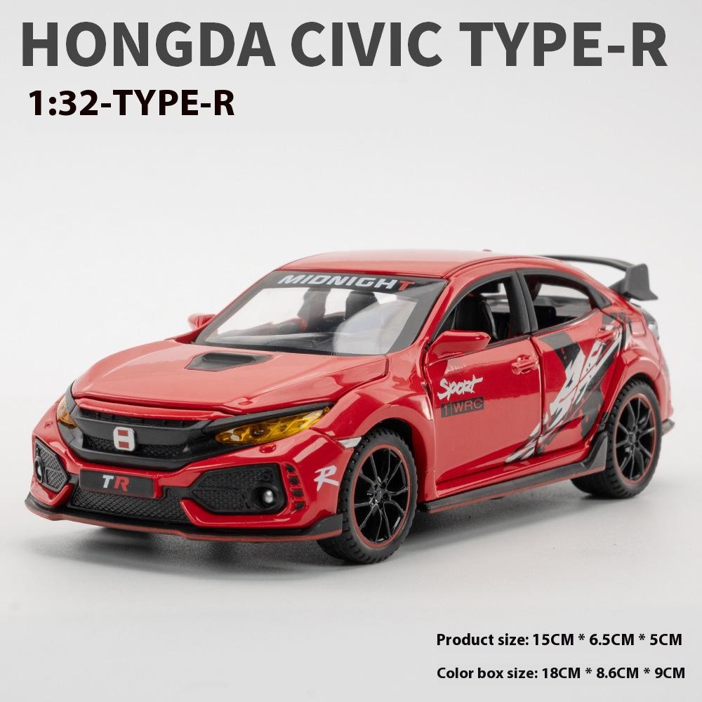 Maßstab 1/32 Honda Civic Type-R Super Modified Sportwagen Legierung Metall Diecast Modellauto Sammlung Modell Ornamente Geschenke für Freund