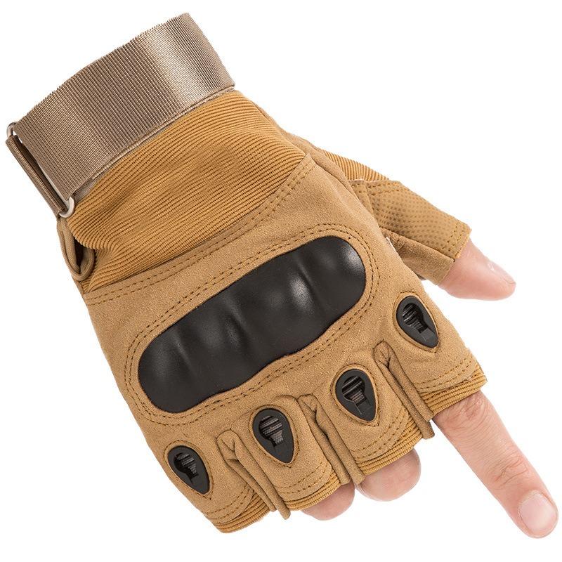Guanti Tattici Fan Militari Prestazioni sul Campo Nero Outdoor Britannico Equitazione Taglio Resistente Sport Fitness Guanti a Metà Dito con Guscio Duro