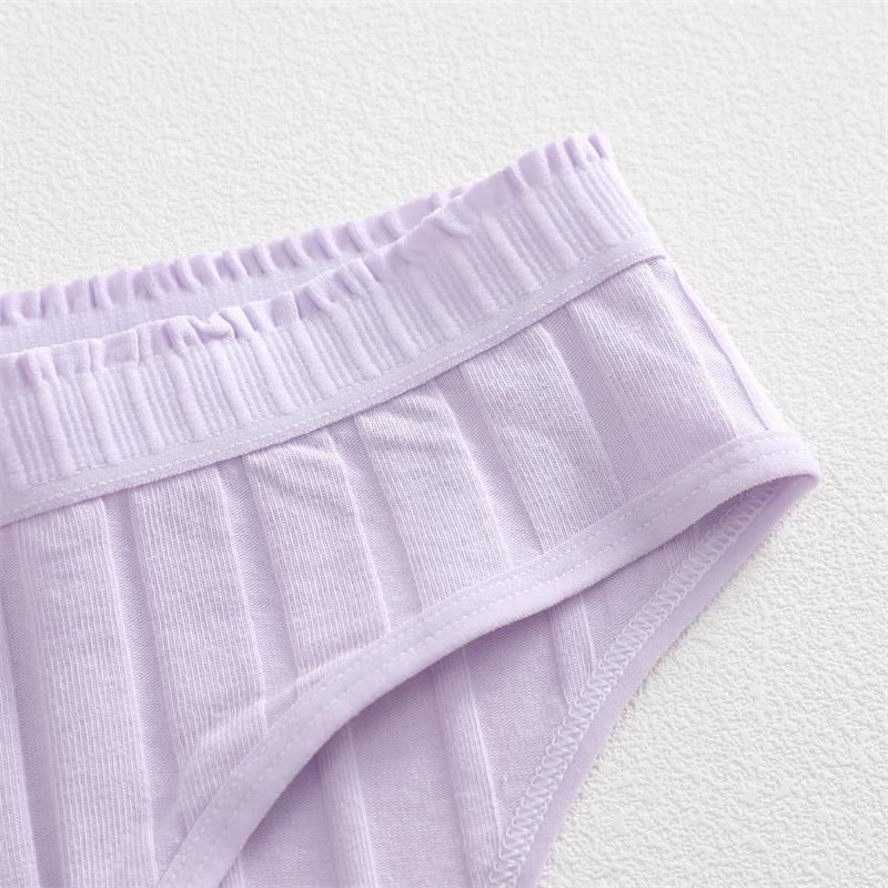 FINETOO 3Pcs/Set Cotton Striped Stretchy Underwear Women's Low Waist Panties Sexy Elastic Wide Belt Solid Color Briefs Comfort Lingerie