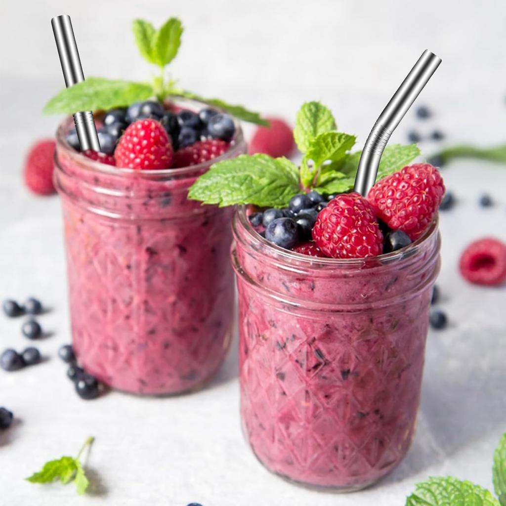 [10 Pcs] Reble Metal Boba Straws - 9.45" Long 0.47" Wide Stainless Steel Boba Straw for Smoothie, Bubble Tea, Milkshake