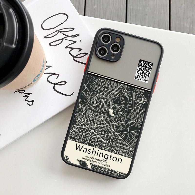 Ins Travel Country Sketch City Map Phone Case For iPhone 8 7 Plus SE2 15 14 11 12 13 Pro Max Mini X XR XS Shockproof Funda Shell