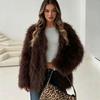 Autumn and winter thickened long-haired beach sheep hair imitation fur jacket women's loose round neck fur coat women's clothing