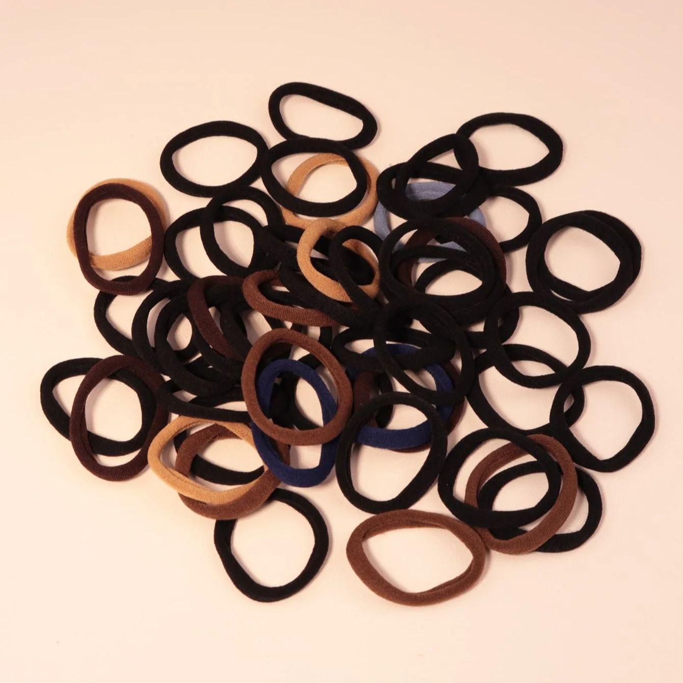 

50pcs Simple Color Elastic Hair Cords, Suitable for Thick and Curly Hair Ponytails For Hair Accessories