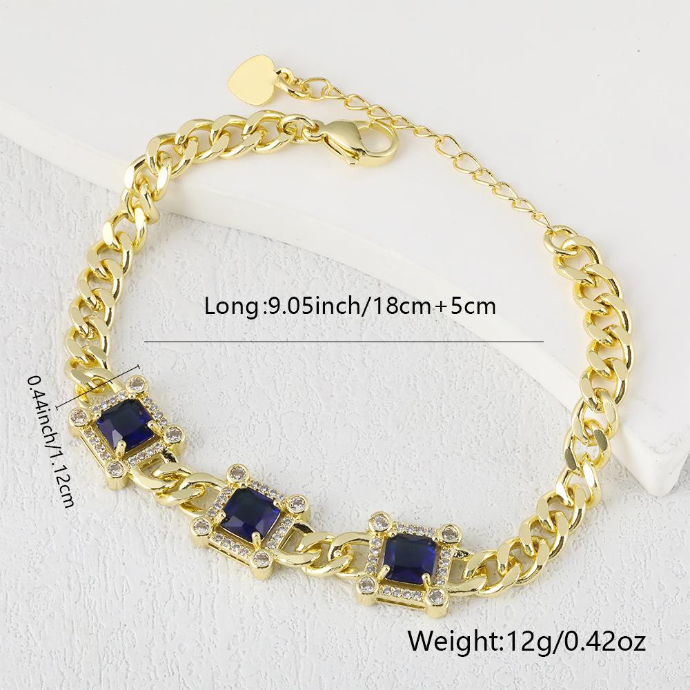 New Creative Geometric Square Colored Zirconium Bracelet, Elegant and Light Luxury Bracelet