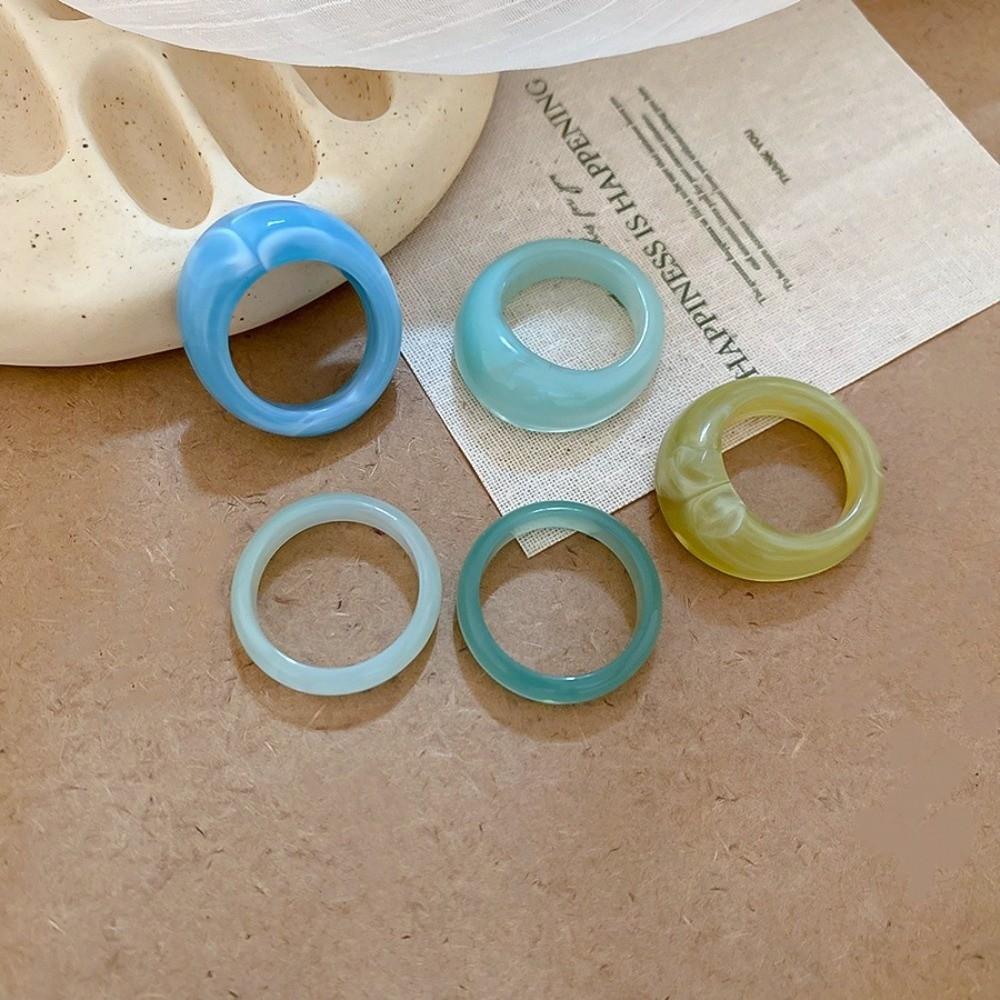 5Pcs Colorful Finger Ring Resin Acrylic Ring Fashion Irregular Rings  Jewelry Accessories