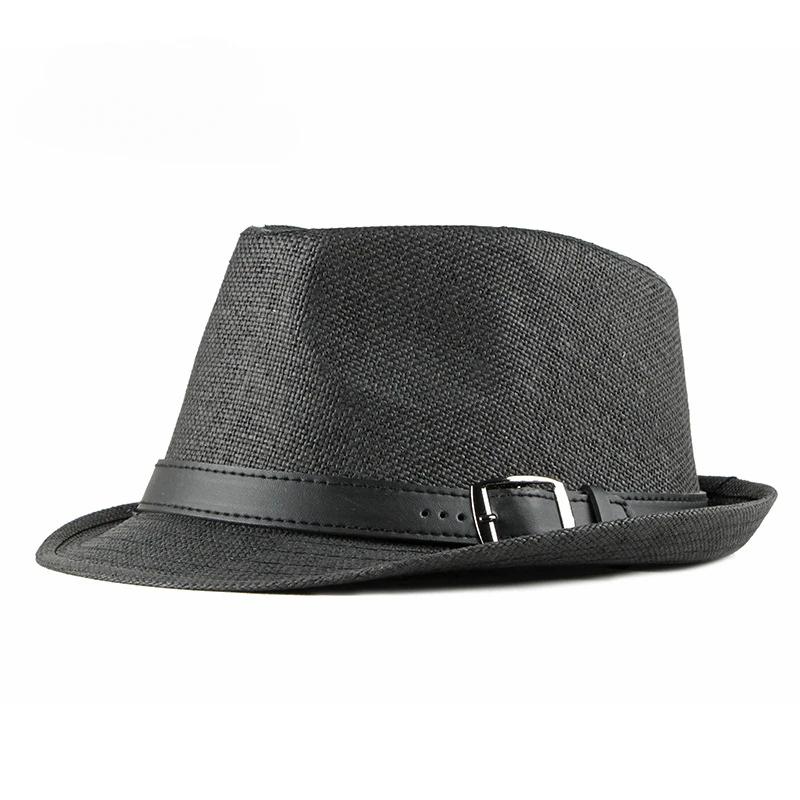 

Summer Straw Male Korean Fashion Hat Female Sun Visor British Retro Gentleman Jazz Hat Fishing Sun Hats for Men 56Cm 58cm Dad 56-58 чорний