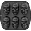 Halloween Skull Cake Pan Silicone Mold, 6 Cavities Pirate Skull 3D Silicone Mold Baking Pan,Black Easy To Use