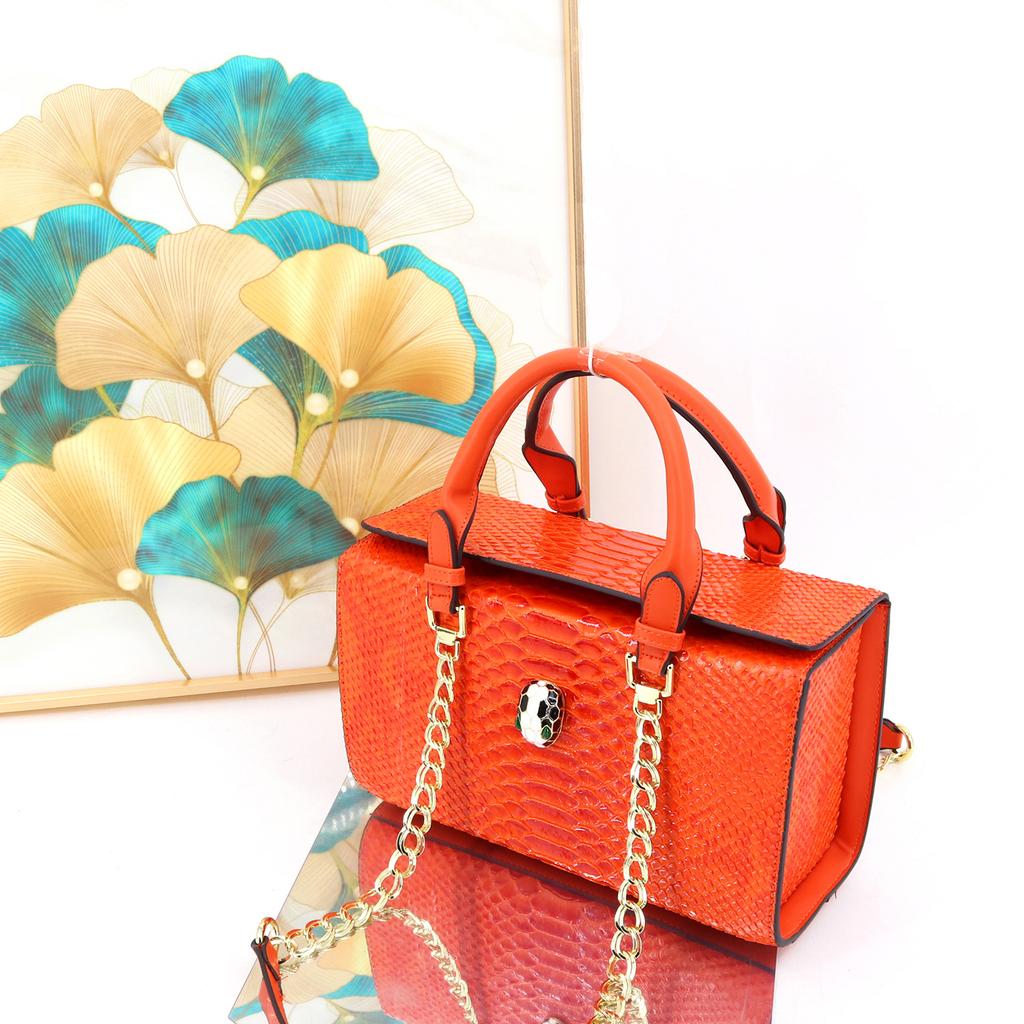 Women'S Bag High Texture Color Hand-Painted Snake Pattern Handbag Womenhandbag Storage
