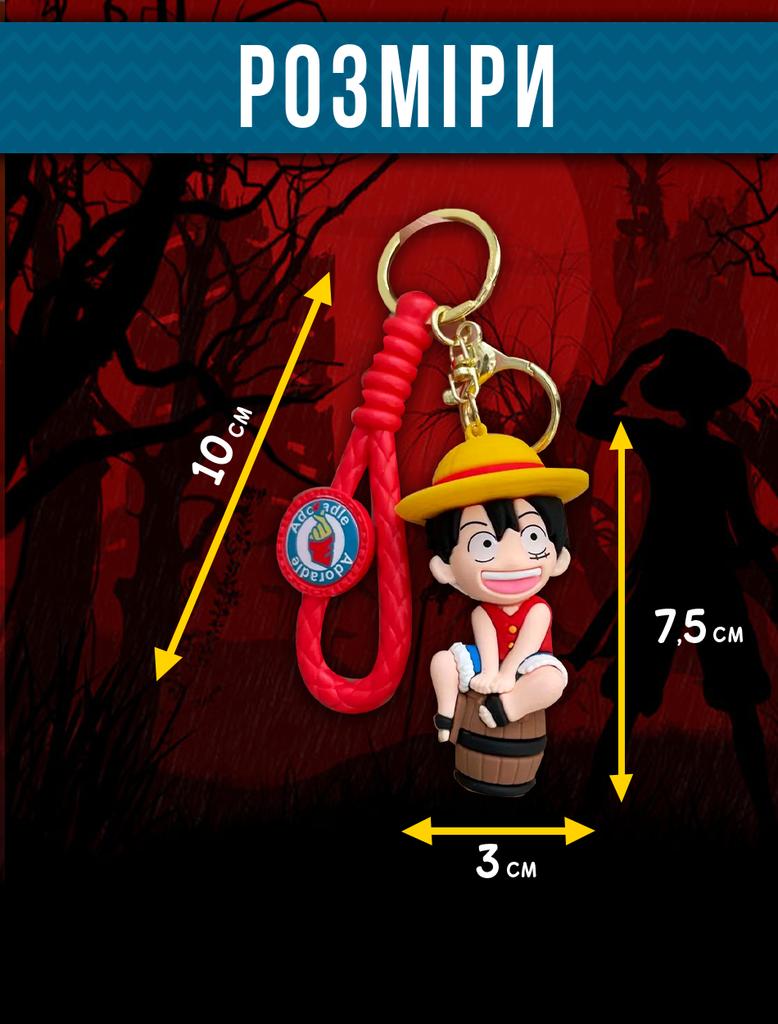 Keychain One Piece Big Kush Manga Monkey D. Luffy Monkey Straw Hat On Barrel Keychain 7.5 Cm