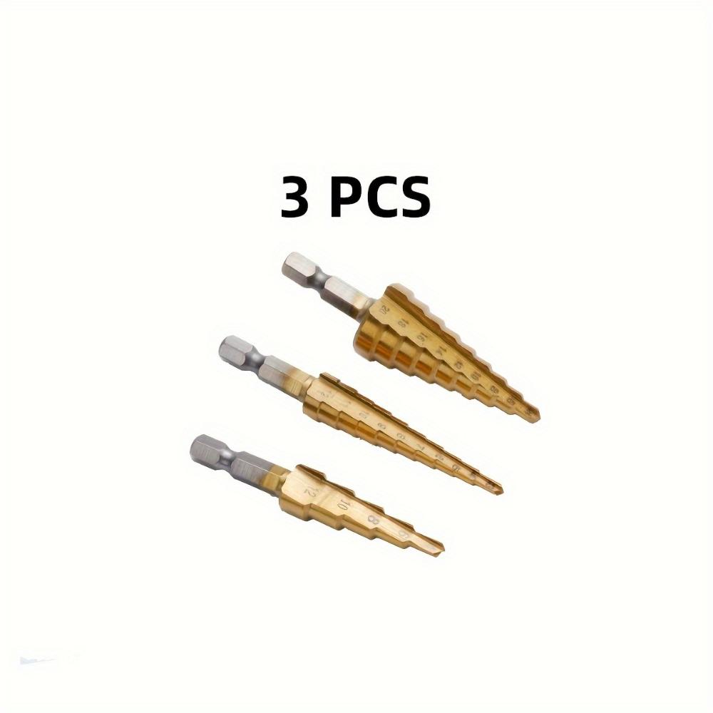 Sada stupňovitých vrtáků do plechu z HSS oceli s titanovým povlakem, (2mm-7.0mm) pro dřevo a kov - odolné, všestranné, efektivní, stupňovité vrtáky