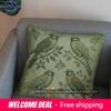 2D Enchanted Green Birds And Leaves Cushion Cover Pattern Cushion Cover Suitable For Sofa Bedroom Car Pillow Cover