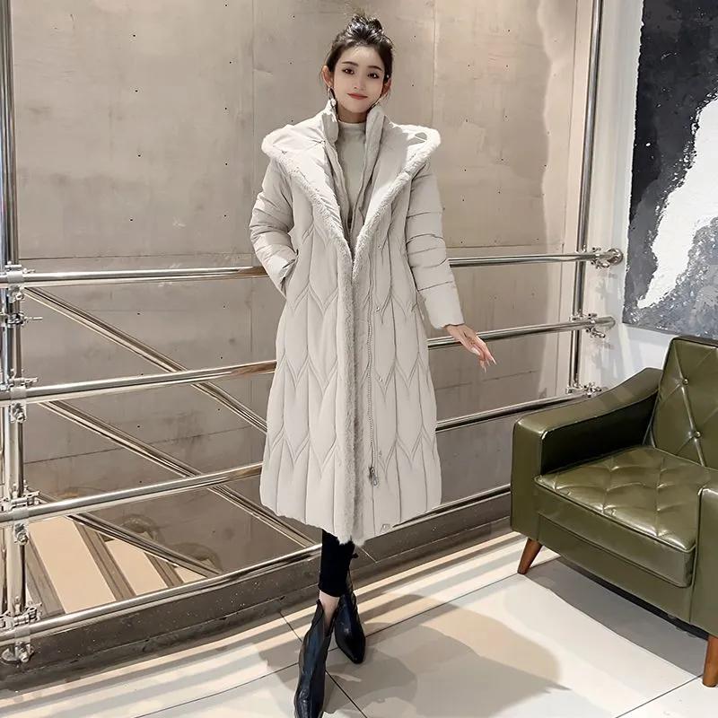 Plus Size 7XL Fashion Winter Jackets Woman Long Parkas Hooded Loose Thick Warm Overcoat Casual Women's Coats with Belt