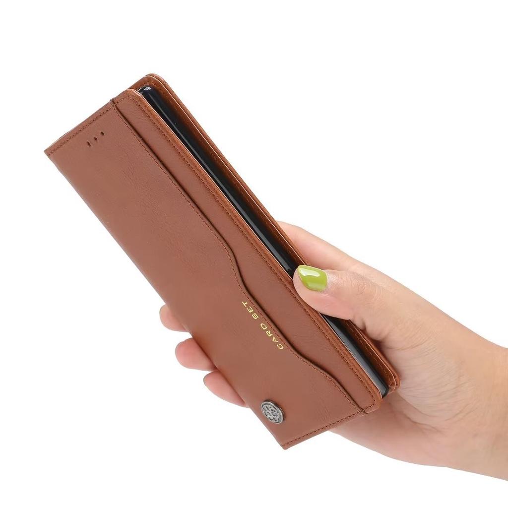 Suitable for Samsung S23 mobile phone leather case A54 leather pattern card wallet flip magnetic protective case A34 solid color