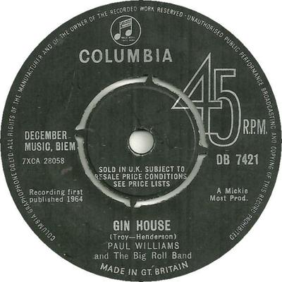7-Zoll-Schallplatte PAUL WILLIAMS 10 THE BIG ROLL B Gin House Rocking Chair DB7421 Columbia 1964 UK Rock Gebraucht