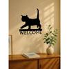 Black Cat Welcome Sign Metal Wall Art 12 Inch Rust Proof Home Decor Bathroom Waterproof Gift Modern
