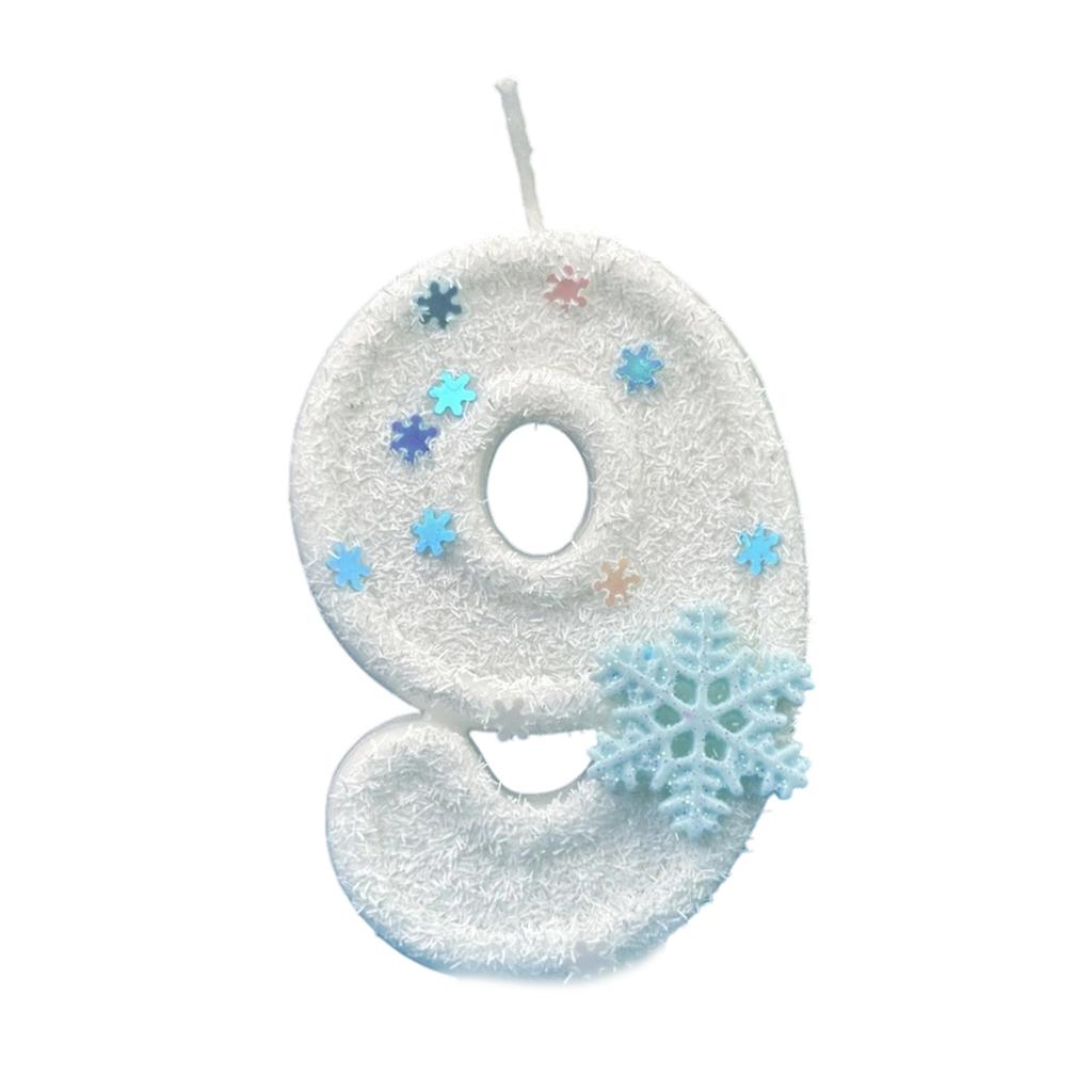 Winter Snowflake Themed Birthday Number Candle with Glittering Sequins For Parties Cakes And Special Occasion Decoration