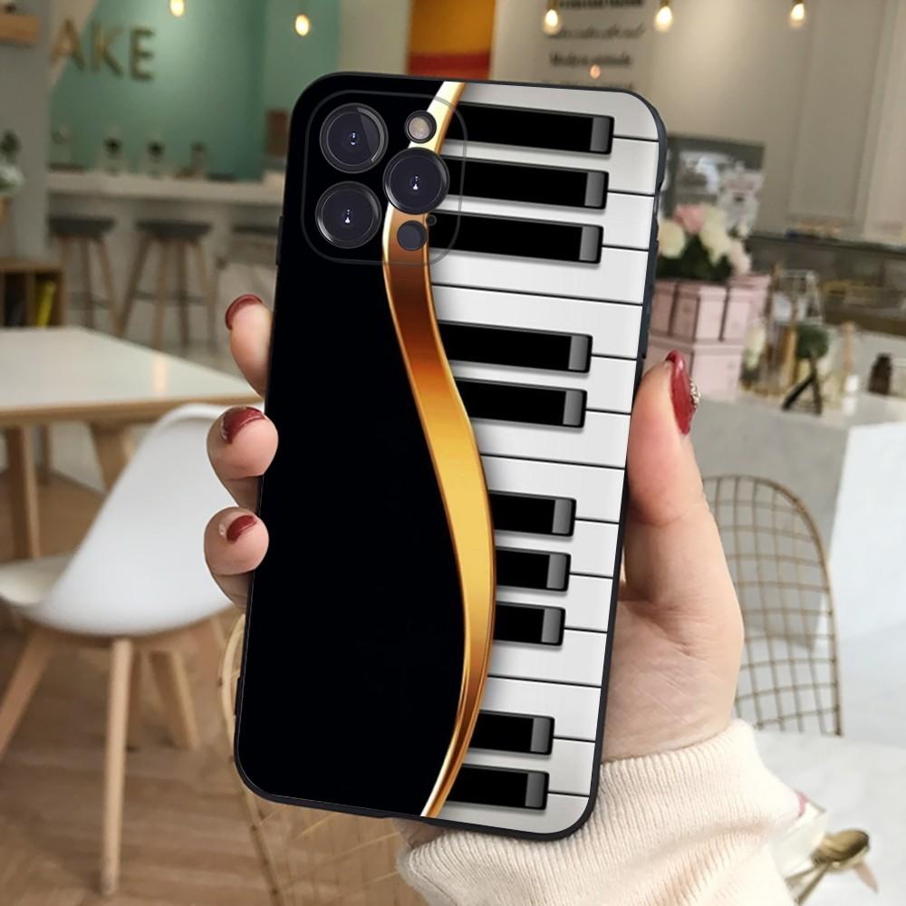 Black White Music Piano Keys Notes Phone Case For IPhone 14 11 12 13 Mini Pro Max 8 7 6 6S Plus X SE 2020 XR XS Funda Case