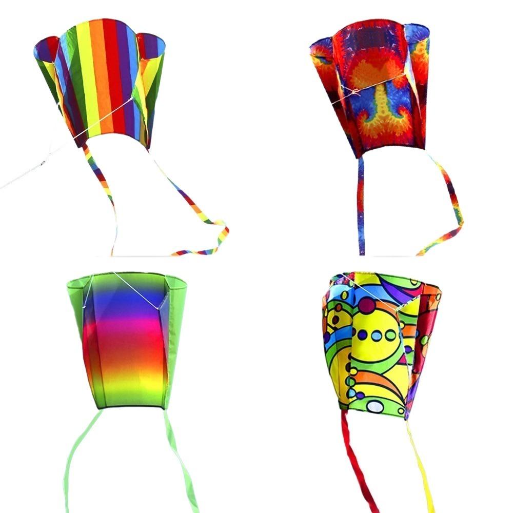 Neuer Easy Fly Regenbogen-Gleitschirmdrachen mit Drachenleine aus reißfestem Polyester. Taschendrachen mit gutem Flugverhalten und langem Schwanz. Ideal für Outdoor-Aktivitäten.