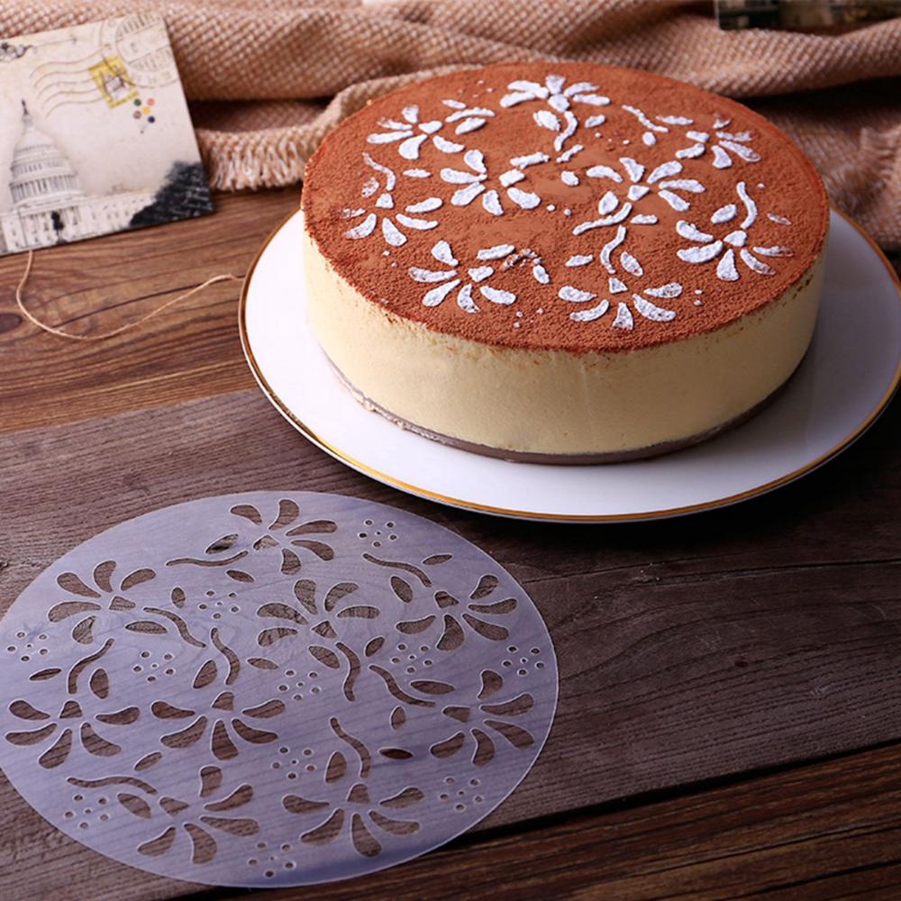 Baking Happy Birthday DIY Art Lace Flower Edge Sugar Sieve Bakeware Template Cake Decorating Tool Spray Molds Cake Stencil Set