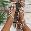 Women's Rhinestone Butterfly Decor Flat Sandals, Casual Open Toe Summer Shoes, Lightweight Elastic Band Sandals