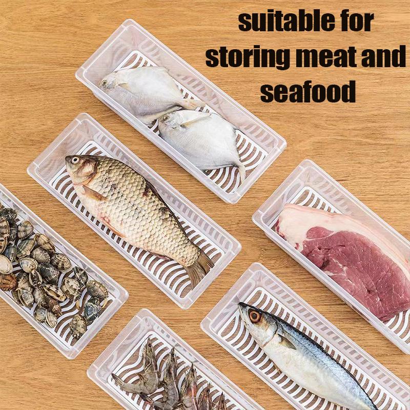 Refrigerator Fresh Storage Boxes Food Preservation Box Container with Lid Fridge Sealed Drainable Vegetable Organizer