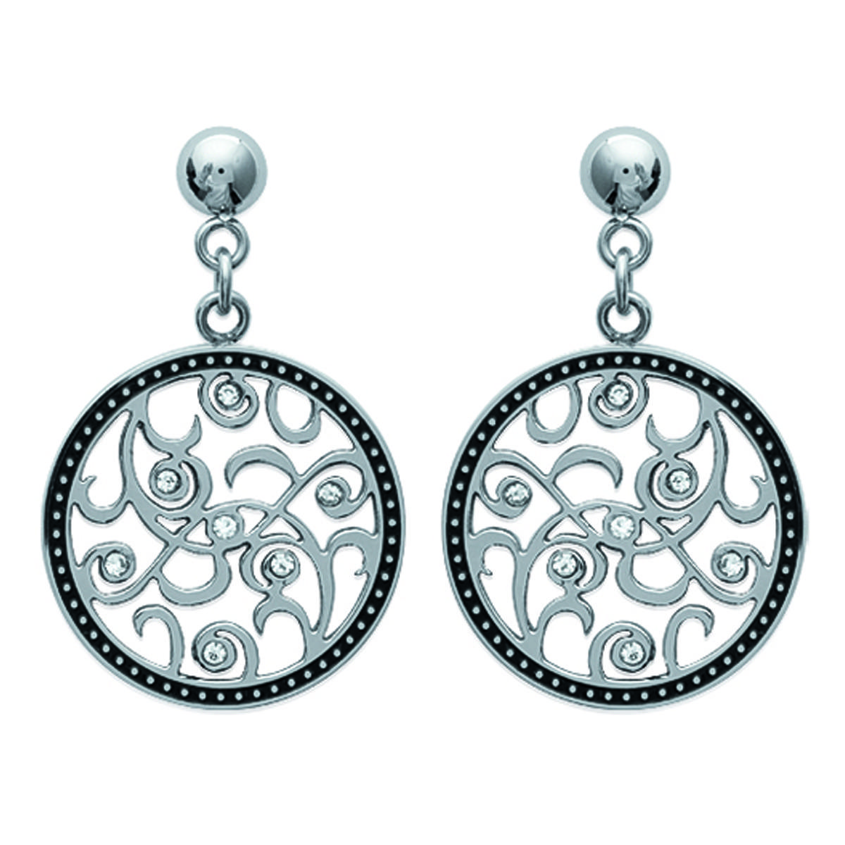 

Les Trésors De Lily [L6298] - Серьги из стали «Кармен» белый черный серебро - 20 мм