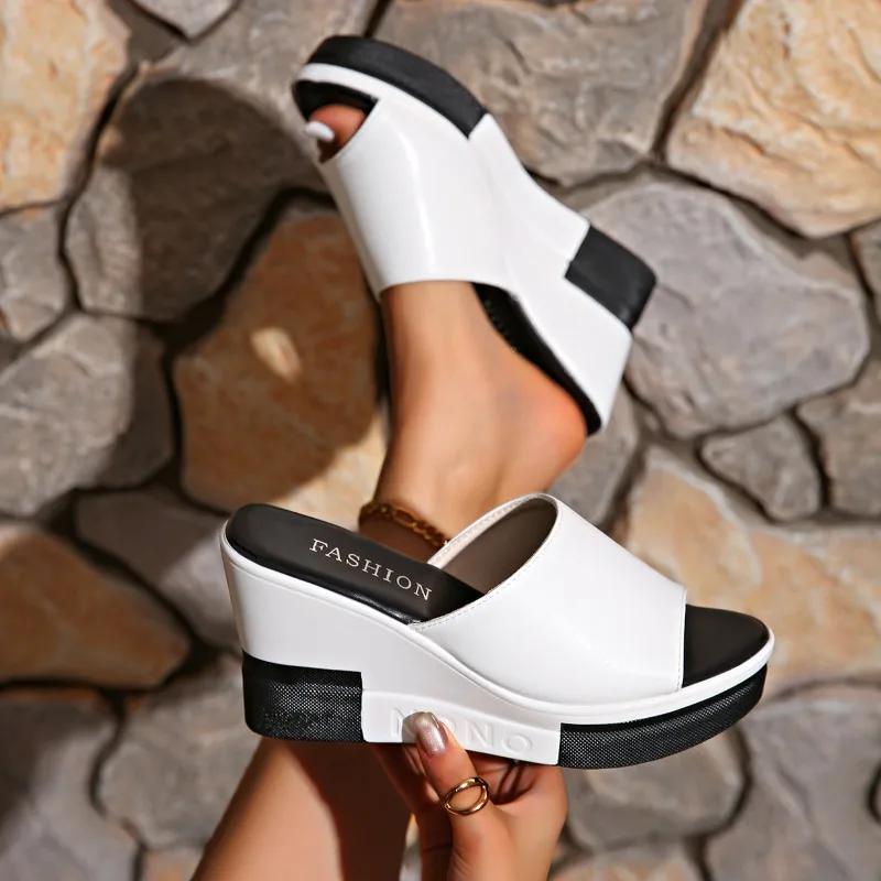 Fashion Wedges Shoes for Women 2024 New Fashionable and Durable Women's Thick-soled Slippers Waterproof Anti-slip Summer Daily Slides