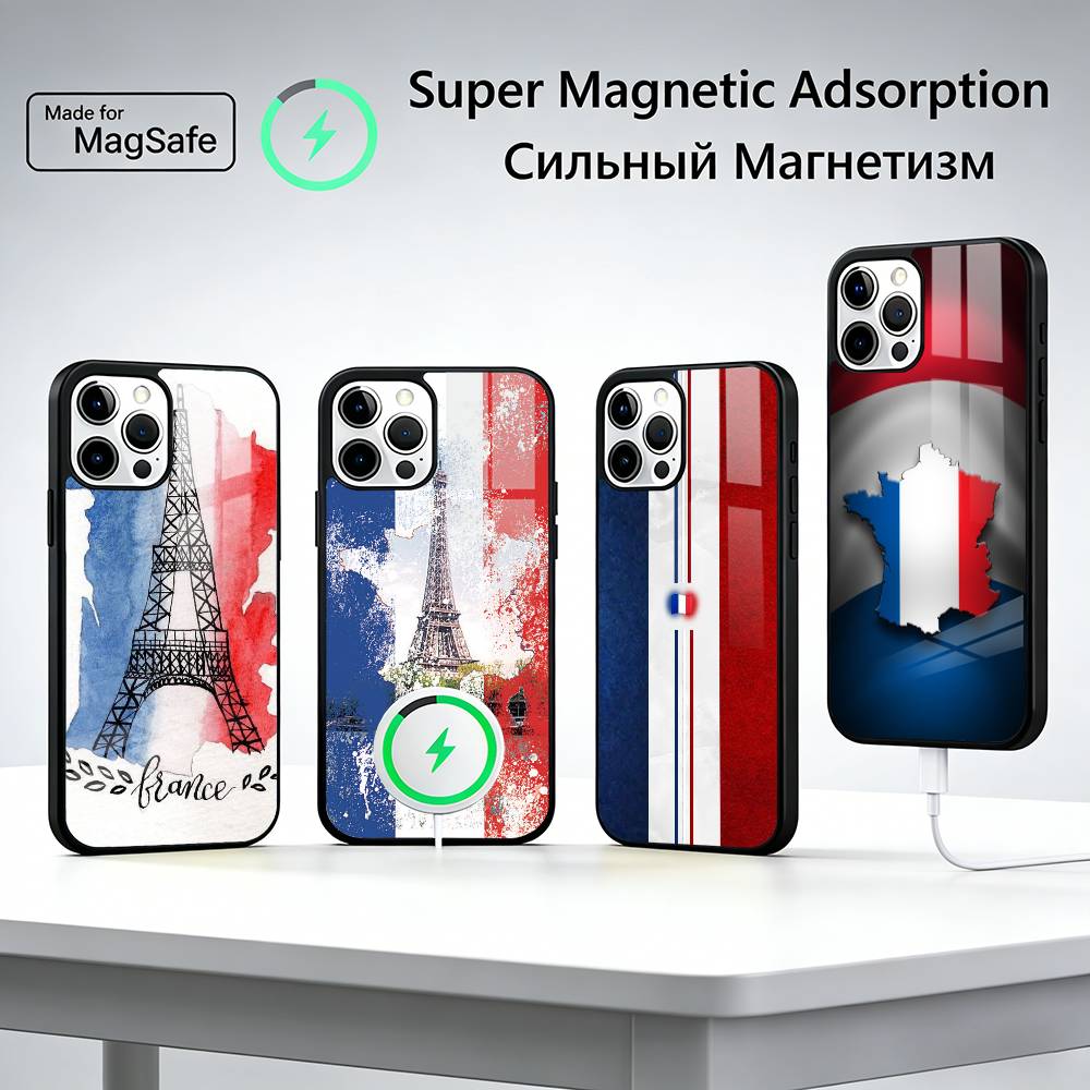 Cheer on F-France Flag Phone Case For iPhone17,16,15,14,13,12,11 Plus,Pro Magnetic For Magsafe Wireless Charging
