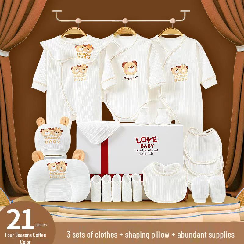 Хлопковый подарочный набор для новорожденного: Весенне-осенний наряд для новорожденного (0-1 месяц)