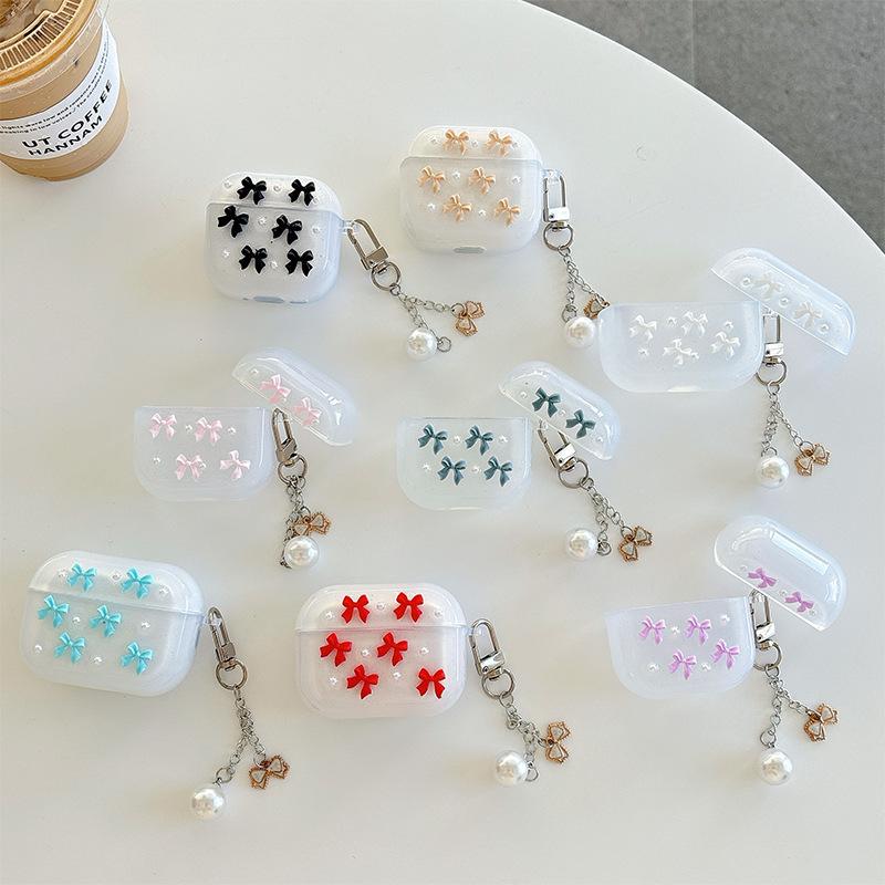 Pearl Bow Earphone Cover For Apple Airpods 4 Bluetooth Protective Case Airpods Pro Bow Pendant