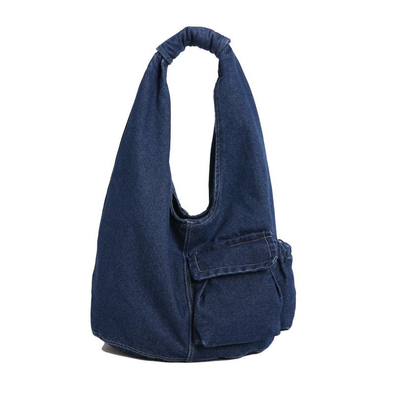Borse a Gilet da Spalla in Denim Retrò per Donna Stile Semplice Pigro Borsa a Mano da Donna Tote Grande Capacità Studenti Universitari Ragazze Borsa a Secchiello