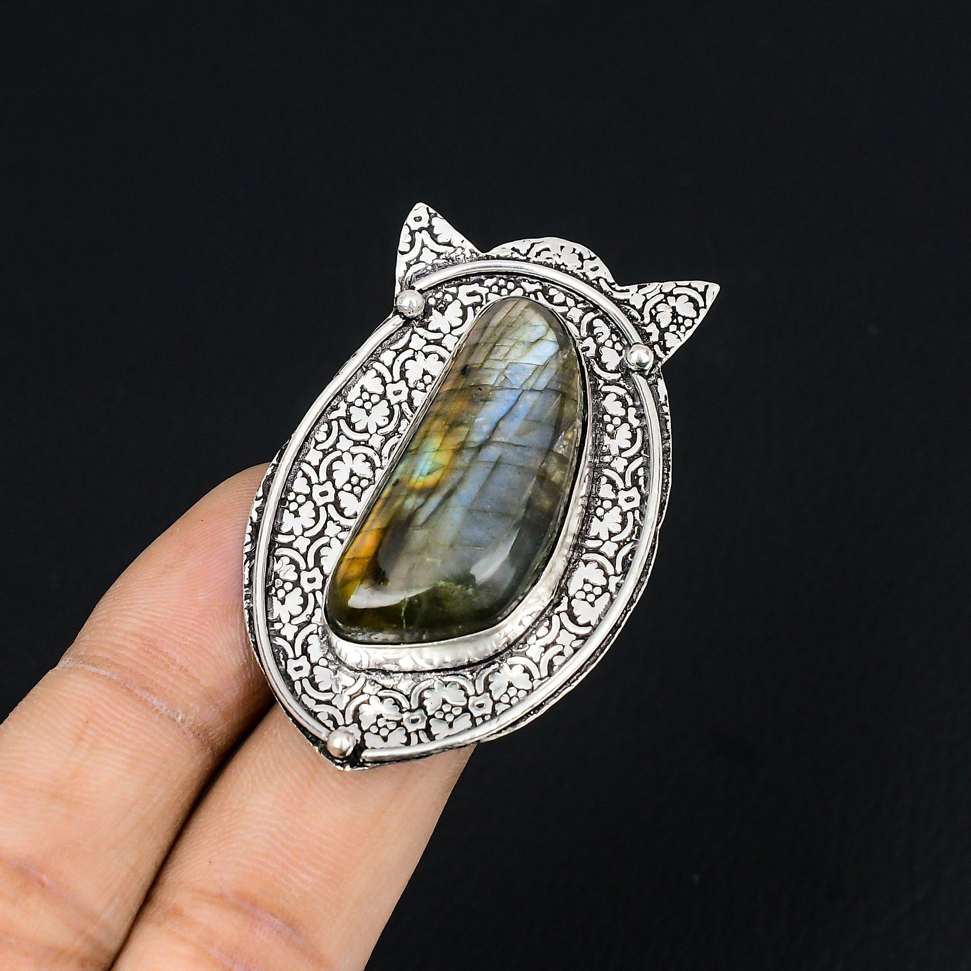 Mothers day Deal Labradorite Stone Sterling Silver Stackable Ring Jewelry US 6 6