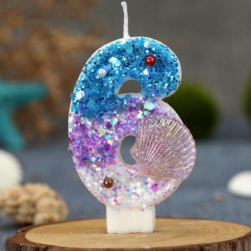 Blue Birthday Number Candle Pearled Cake Funny Decoration Party Supplies Memories Candle Sparkles Beautiful Child Lamps Candles