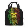 Reggae Music Lion Jamaican Flag Rasta Rastafari Thermal Insulated Lunch Bag Women Resuable Lunch Tote Travel Storage Food Box