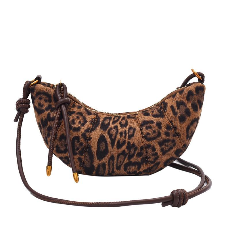 

High-end niche fashion dumpling bag women s new retro leopard print shoulder bag personalized messenger bag