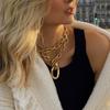 Trendy European & American Multi-layer Geometric Metal Clavicle Necklace for Women