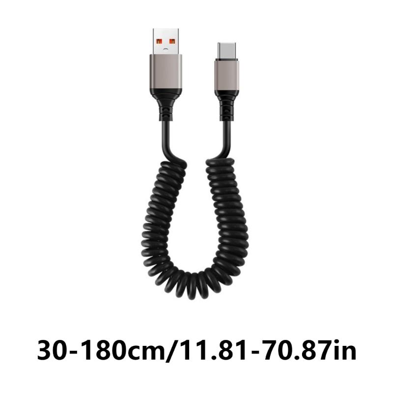 USB C/A to Type C Cable Fast Charging Cable 6A Coiled Cord For Car Auto Phones Efficient Power Supply Cord