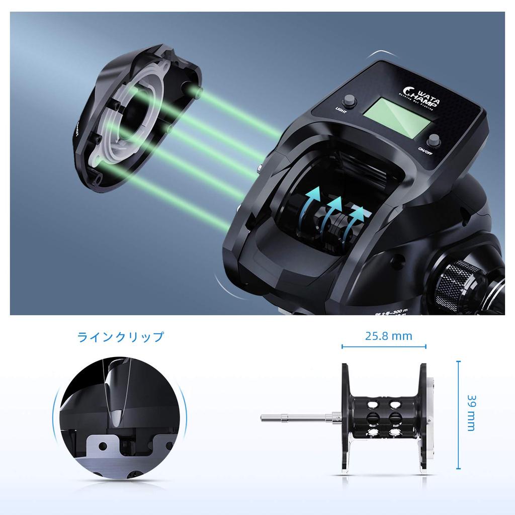 WATACHAMP Drop Shot Baitcasting Reel with Line Replaceable Large Capacity Shore Night Sea Tai Rubber Boat Baitcasting Horse Rockfish Counter, LED,