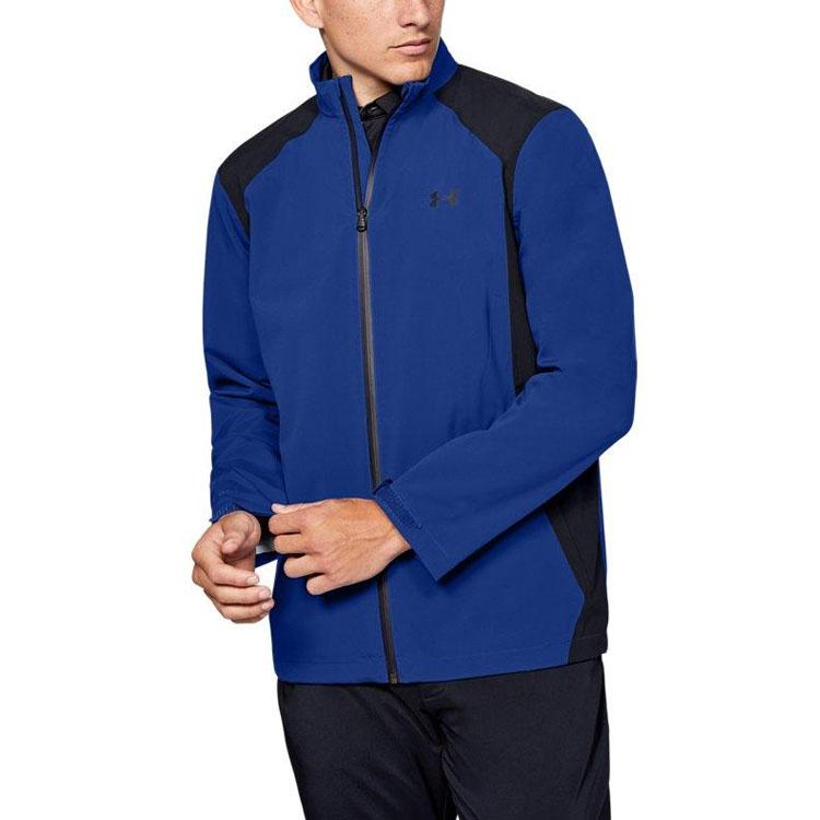Under Armour Portrush Rain Logo Print Contrast Collar Jacket Men Jacket Blue 1352108-400