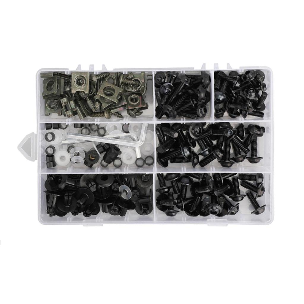 198PCS Motorcycle Sportbike Windscreen Fairing Bolts Kit Fastener Clips Screws for Honda Kawasaki Ducati