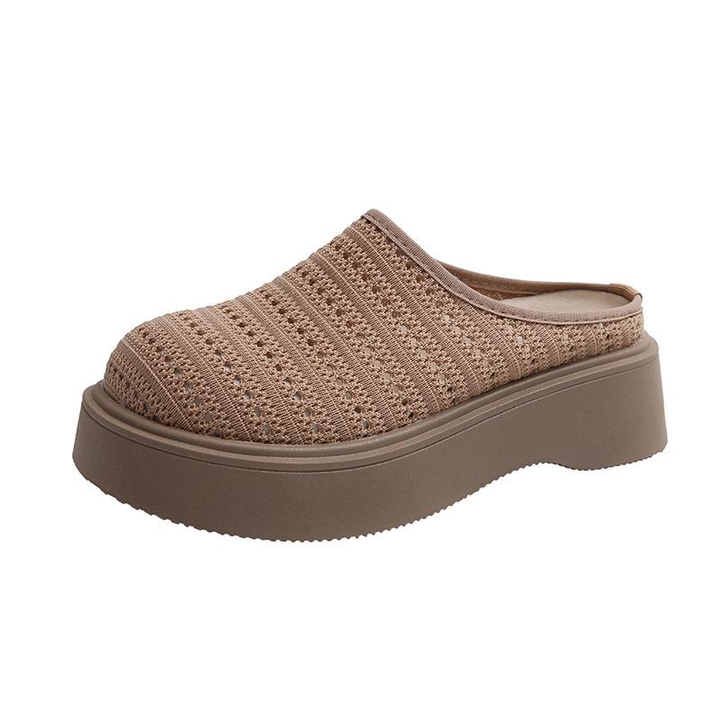 

Толстая подошва, сетчатый верх, полушлепанцы, женская летняя обувь, новые, один педаль с юбкой, сандалии-рыболовная сеть 35 хаки