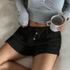 Ladies' Summer Loose Comfortable Casual Fashionable Solid Color Waist Strap Button Knit Shorts