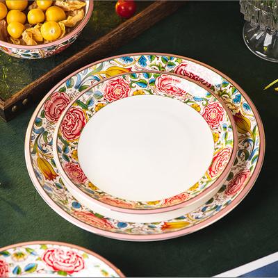 European Ceramic Western Steak Plate Painted Rose Dinner Plate Both That Noodle Bowl Dessert Main Course Dish Kitchen Tableware