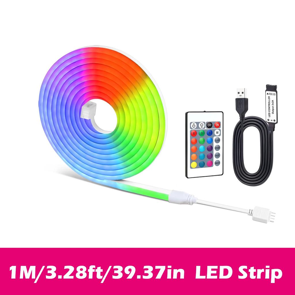5V Flexible Led Rope Lights,RGB Neon Lights,USB RGB LED Neon Rope Lights,Control with Remote,Gaming Led Neon Strip Lights