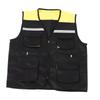 Work Vest Reflective Multi Pockets Practical Engineer Vest for Construction Site Mechanical Operation Black 3xl