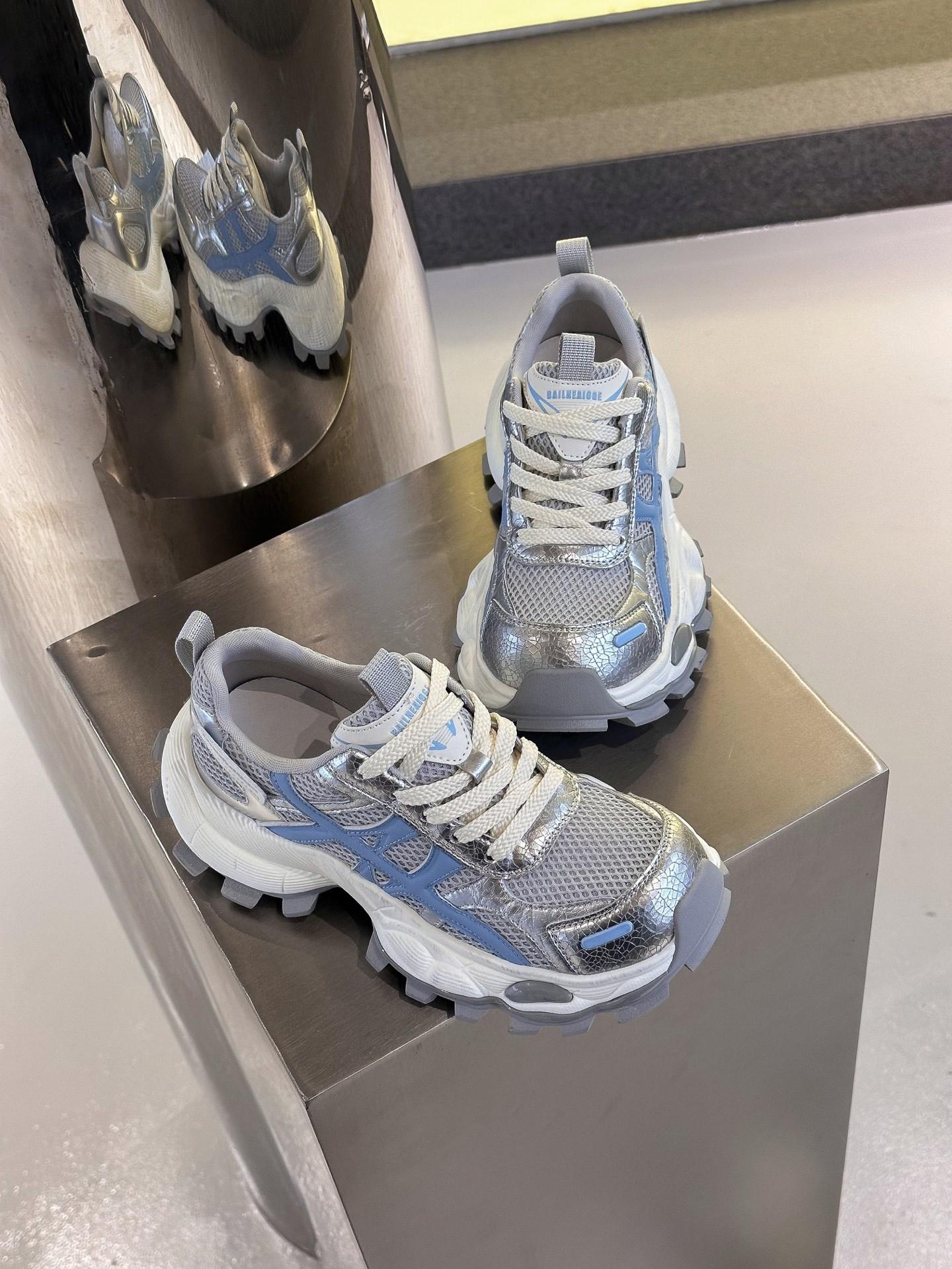 

Leather mesh breathable dad shoes women s summer versatile casual sports shoes ultra-light thick sole 40 синій